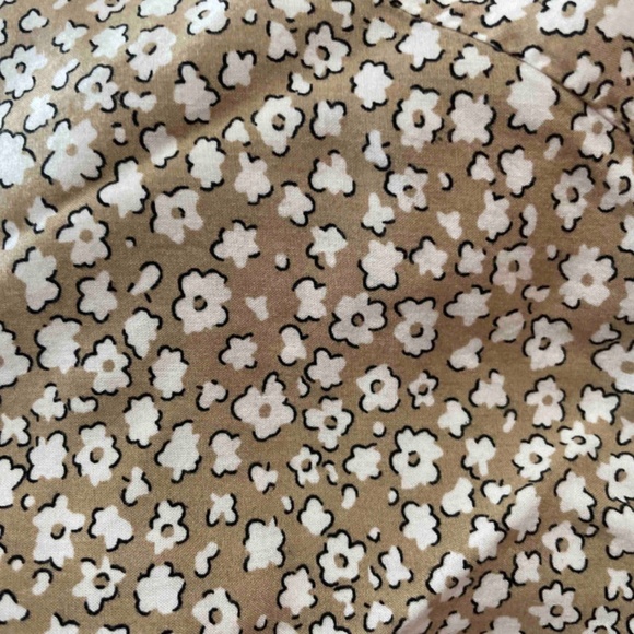 Ditsy Floral Khaki, Tan Mini Dress Short, Cami Straps V-Neck, Flared - Picture 8 of 9